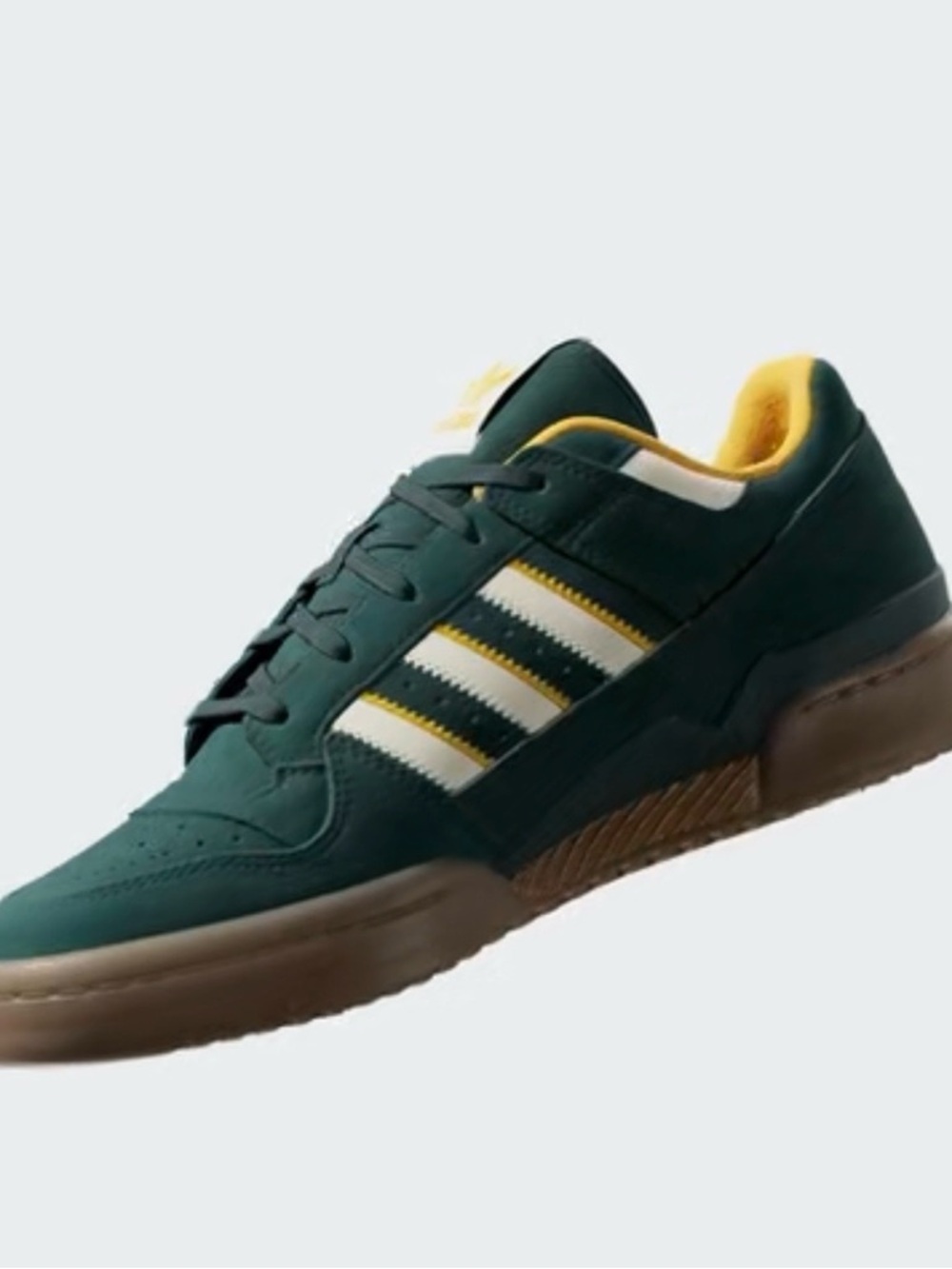 adidas Men’s Dark Green Suede Sneakers with White Stripes and Yellow Accents